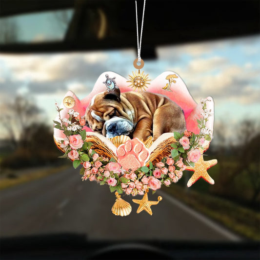 Dog Christmas Ornament, Bulldog Sleeping In The Seashell Ornament, Pet Christmas Ornaments