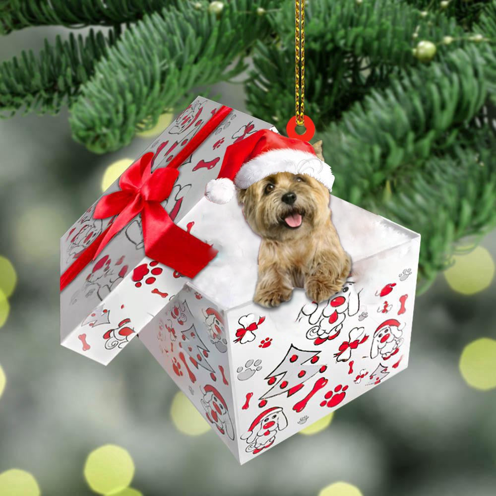 Dog Christmas Ornament, Cairn Terrier In Gift Box Christmas Ornament, Pet Christmas Ornaments