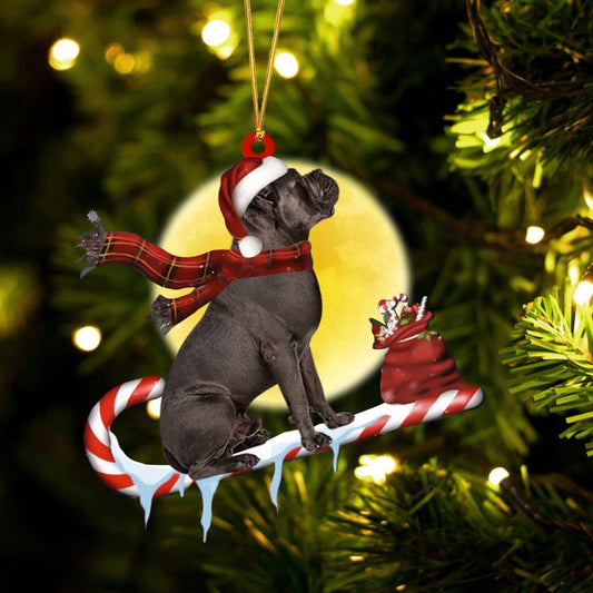 Dog Christmas Ornament, Cane Corso On The Candy Cane Christmas Ornament, Pet Christmas Ornaments
