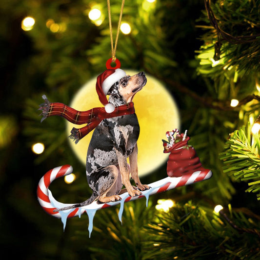 Dog Christmas Ornament, Catahoula Leopard On The Candy Cane Christmas Ornament, Pet Christmas Ornaments