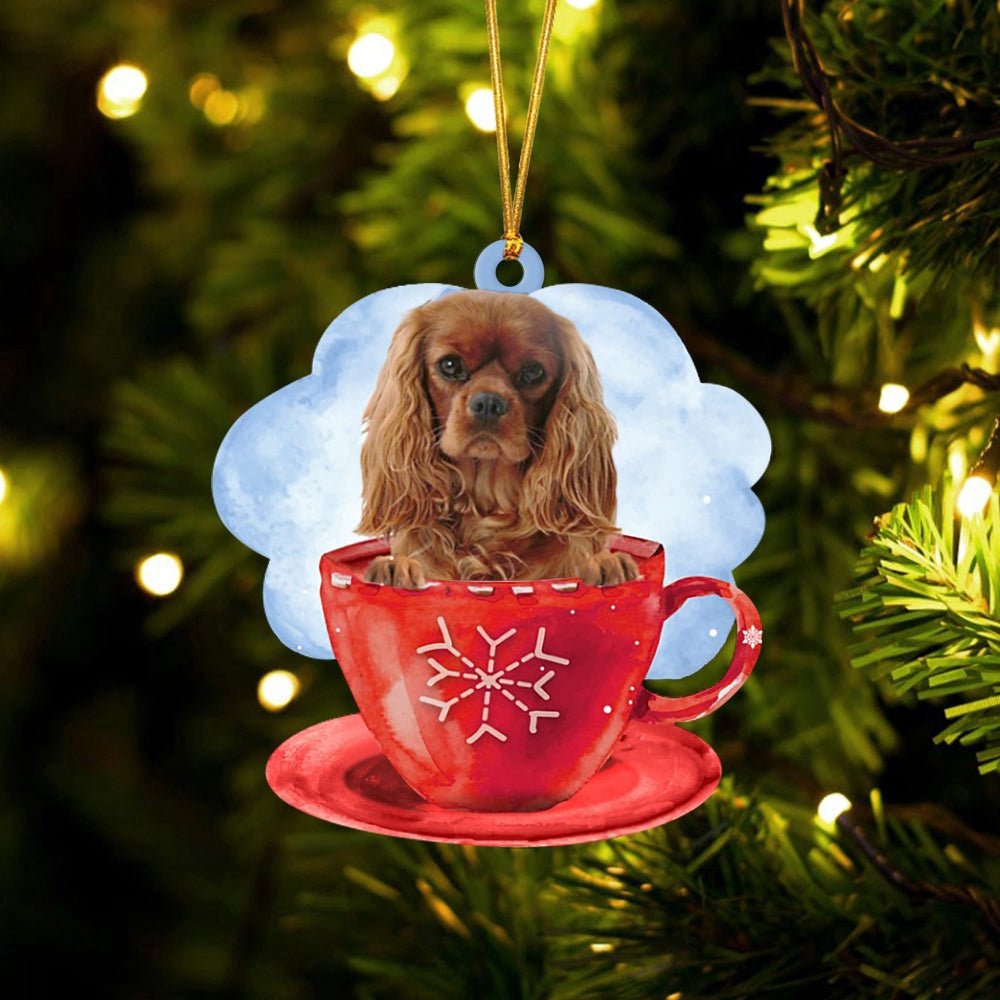 Dog Christmas Ornament, Cavalier King Charles Spaniel On The Cup Christmas Ornament, Pet Christmas Ornaments