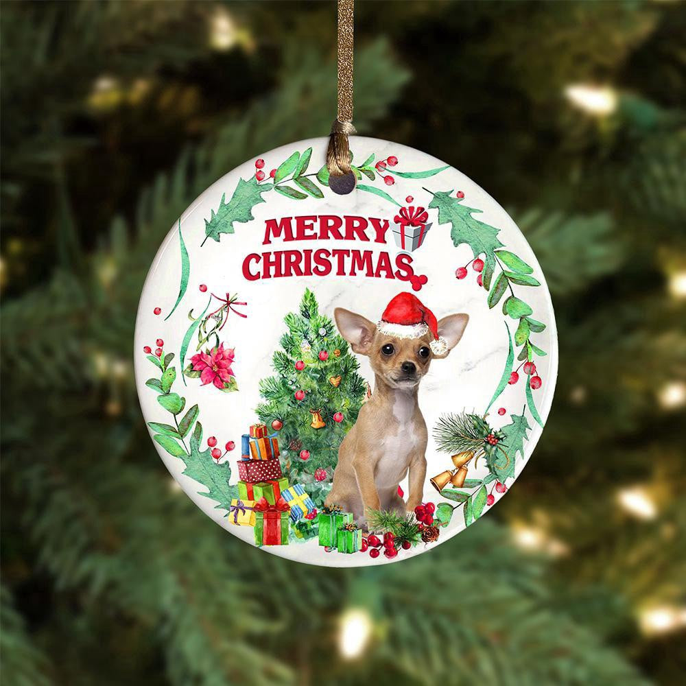 Dog Christmas Ornament, Chihuahua 2 Tree Merry Christmas Ornament, Pet Christmas Ornaments