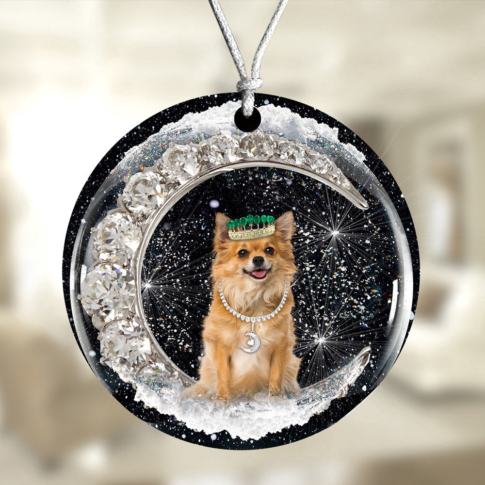 Dog Christmas Ornament, Chihuahua 3 With Crown Diamond Ornament, Pet Christmas Ornaments