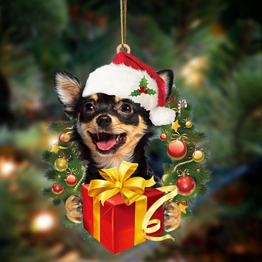 Dog Christmas Ornament, Chihuahua Dogs Give Gifts Hanging Ornament, Pet Christmas Ornaments