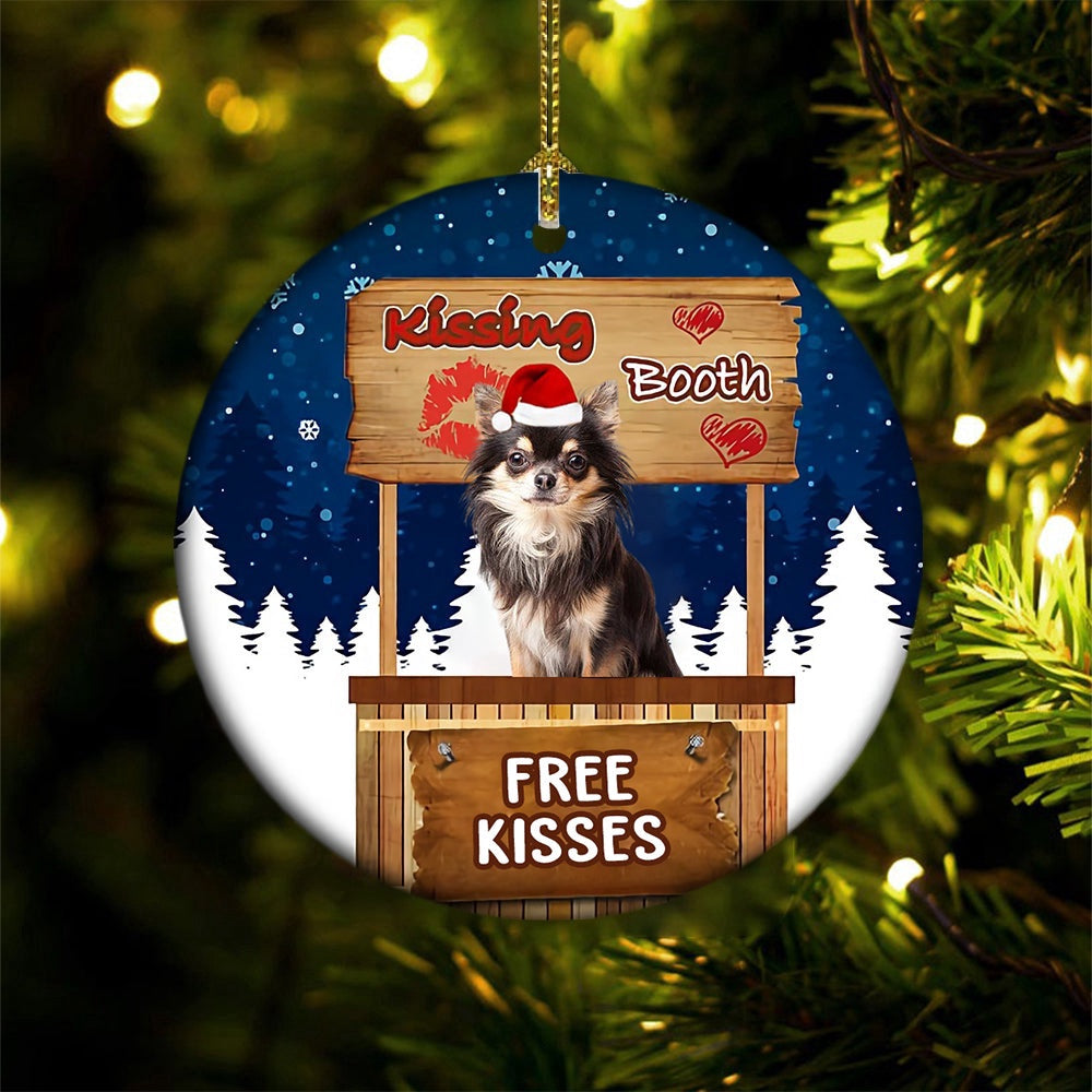 Dog Christmas Ornament, Chihuahua Kissing Booth Christmas Ornament, Pet Christmas Ornaments
