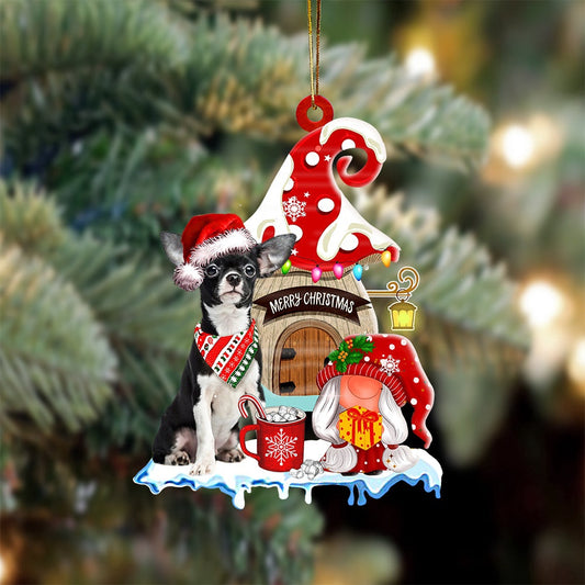 Dog Christmas Ornament, Chihuahua With Mushroom House Christmas Ornament, Pet Christmas Ornaments