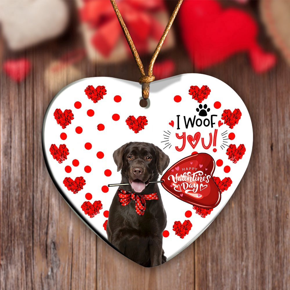 Dog Christmas Ornament, Chocolate Labrador Happy Valentine'S Day Ornament, Pet Christmas Ornaments