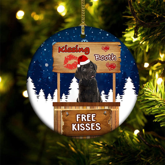 Dog Christmas Ornament, Chocolate Labrador Kissing Booth Christmas Ornament, Pet Christmas Ornaments