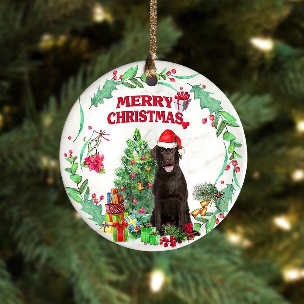 Dog Christmas Ornament, Chocolate Labrador Tree Merry Christmas Ornament, Pet Christmas Ornaments