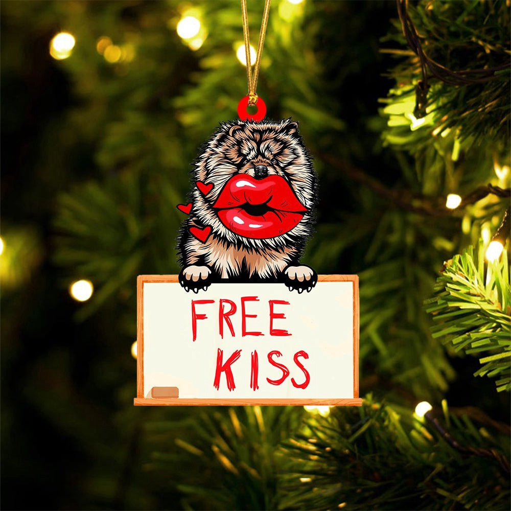 Dog Christmas Ornament, Chou Chou Free Kiss Christmas Ornament, Pet Christmas Ornaments