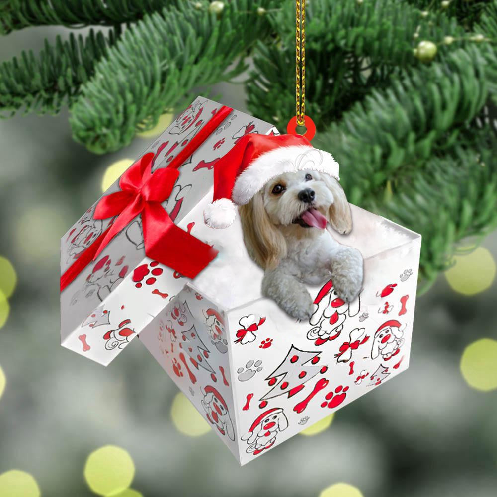 Dog Christmas Ornament, Cockapoo In Gift Box Christmas Ornament, Pet Christmas Ornaments