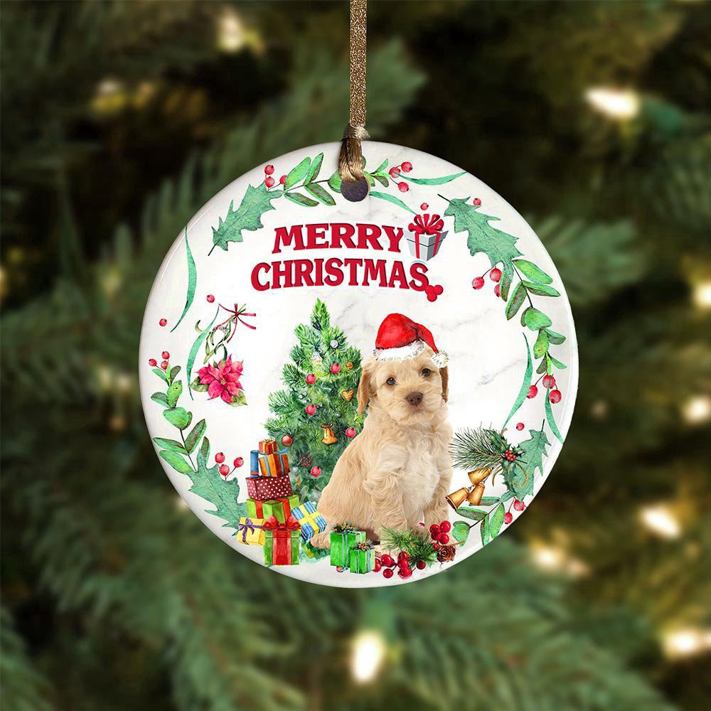Dog Christmas Ornament, Cockapoo Tree Merry Christmas Ornament, Pet Christmas Ornaments