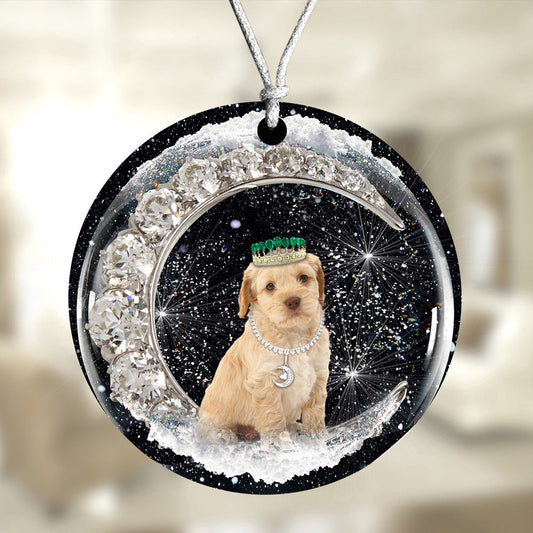Dog Christmas Ornament, Cockapoo With Crown Diamond Ornament, Pet Christmas Ornaments