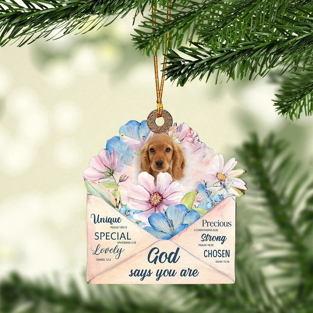 Dog Christmas Ornament, Cocker Spaniel God Says You Ornament, Pet Christmas Ornaments