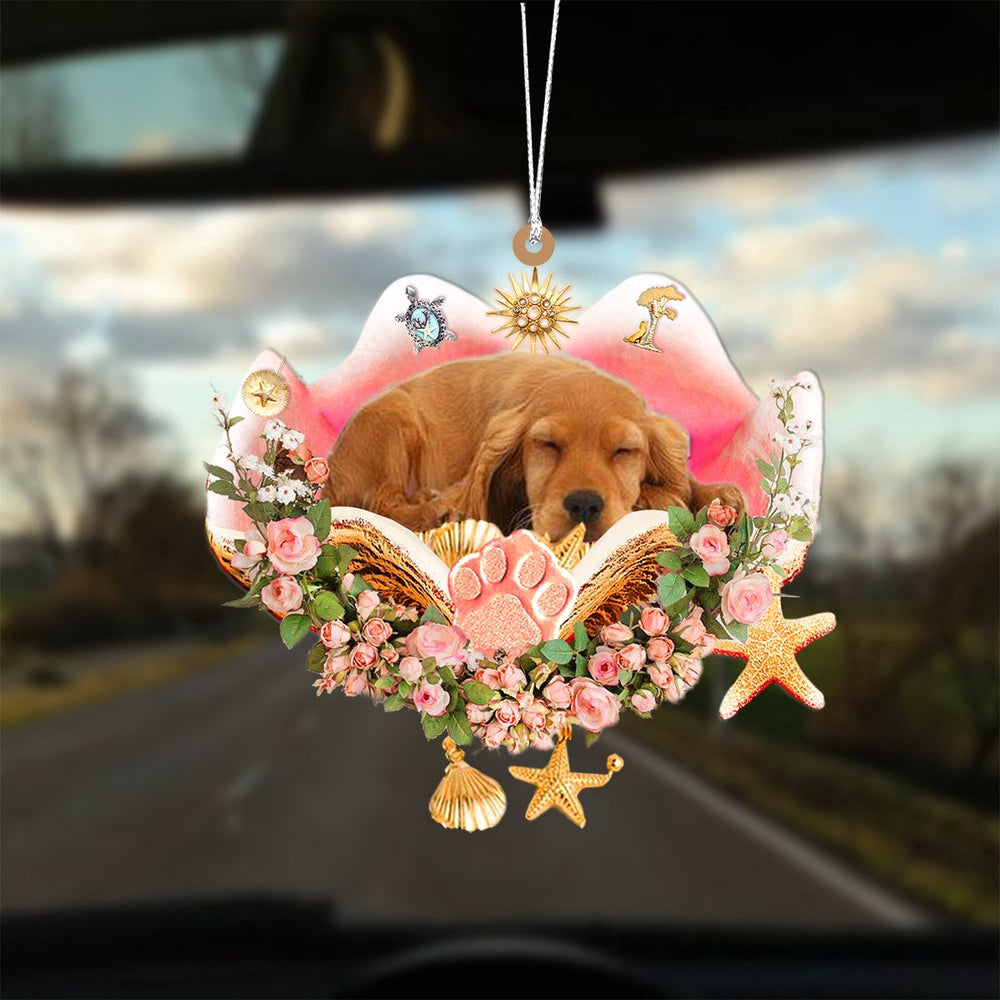 Dog Christmas Ornament, Cocker Spaniel Sleeping In The Seashell Ornament, Pet Christmas Ornaments