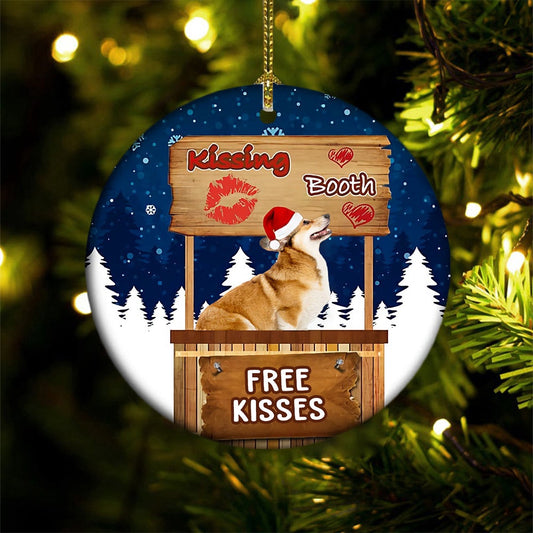 Dog Christmas Ornament, Corgi Kissing Booth Christmas Ornament, Pet Christmas Ornaments