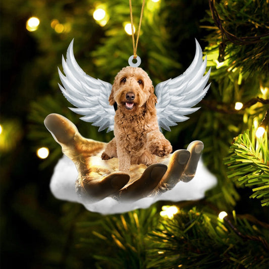 Dog Christmas Ornament, Cute Goldendoodle On The Hands Of Jesus Ornament, Pet Christmas Ornaments