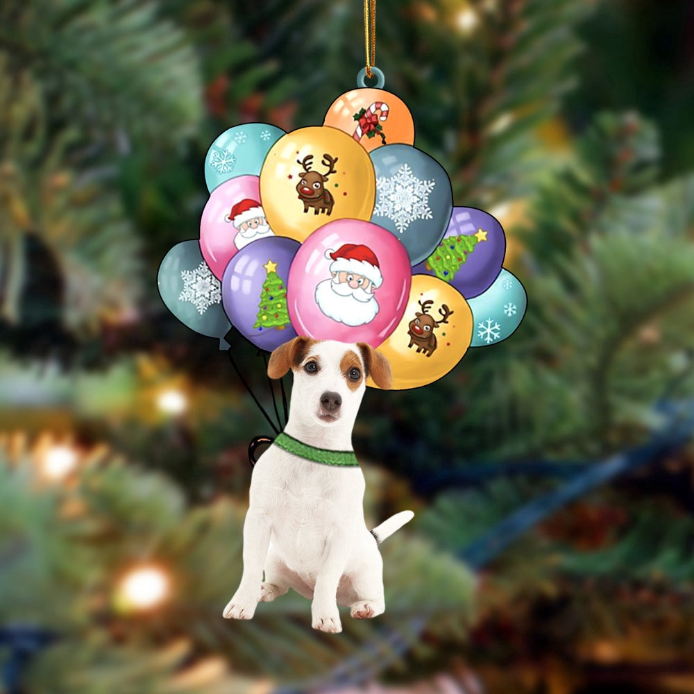 Dog Christmas Ornament, Cute Jack Russell Terrier With Balloons Christmas Ornament, Pet Christmas Ornaments