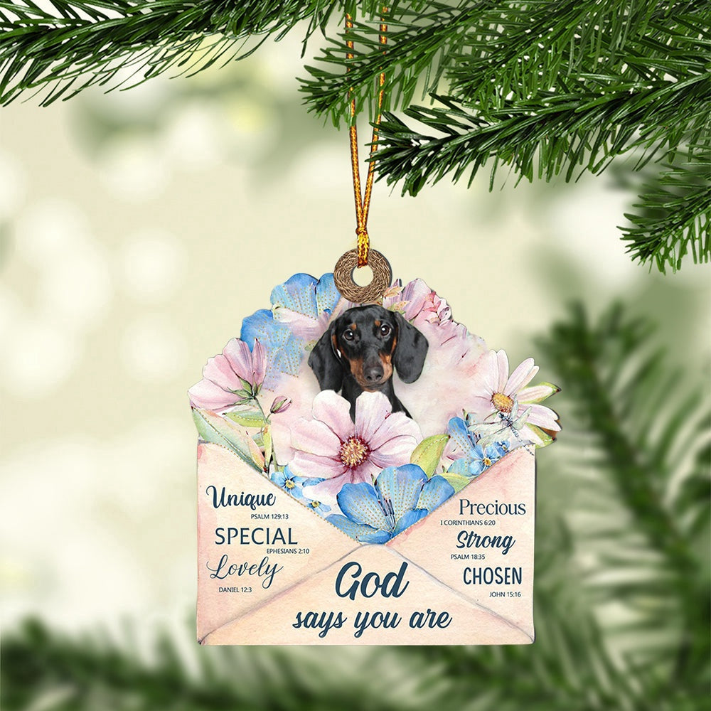 Dog Christmas Ornament, Dachshund 2 God Says You Ornament, Pet Christmas Ornaments