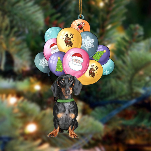 Dog Christmas Ornament, Dachshund 2 With Balloons Christmas Ornament, Pet Christmas Ornaments