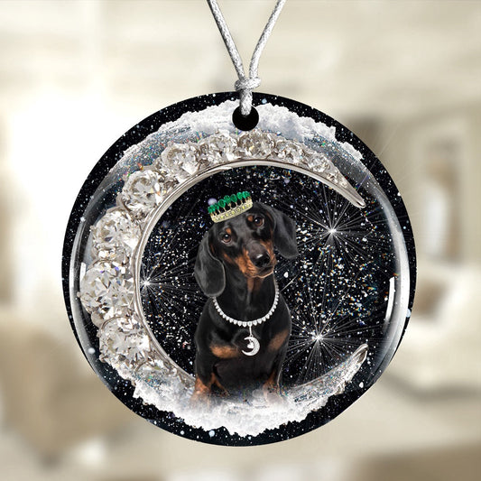 Dog Christmas Ornament, Dachshund 2 With Crown Diamond Ornament, Pet Christmas Ornaments