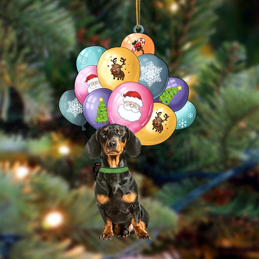 Dog Christmas Ornament, Dachshund 3 With Balloons Christmas Ornament, Pet Christmas Ornaments