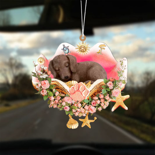 Dog Christmas Ornament, Dachshund Sleeping In The Seashell Ornament, Pet Christmas Ornaments