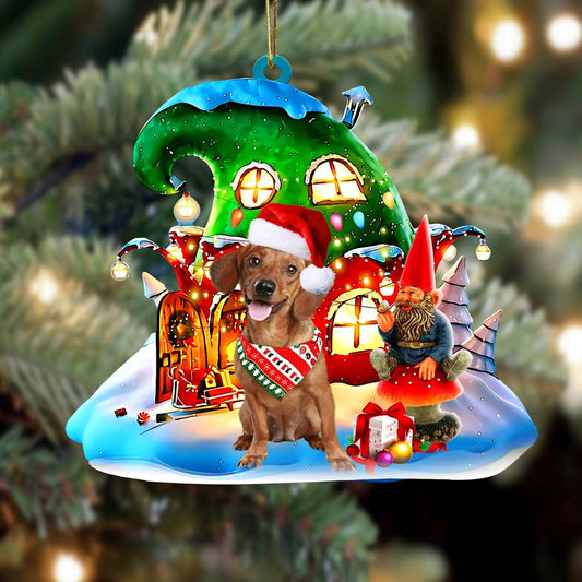 Dog Christmas Ornament, Dachshund With Rudolph'S House Christmas Ornament, Pet Christmas Ornaments