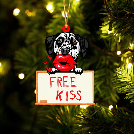 Dog Christmas Ornament, Dalmatian Free Kiss Christmas Ornament, Pet Christmas Ornaments