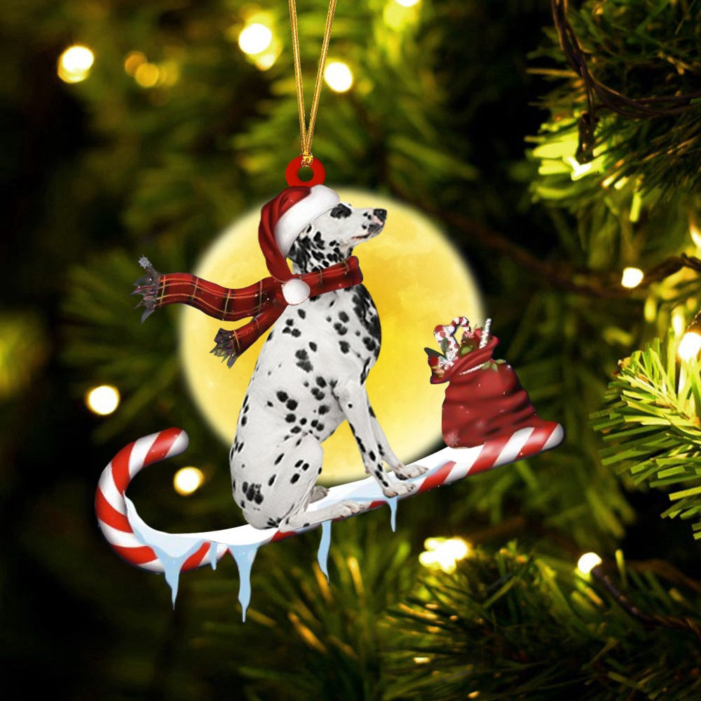 Dog Christmas Ornament, Dalmatian On The Candy Cane Christmas Ornament, Pet Christmas Ornaments
