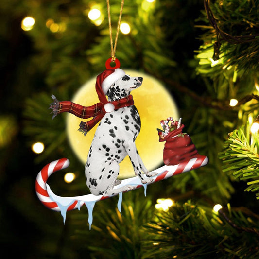 Dog Christmas Ornament, Dalmatian On The Candy Cane Christmas Ornament, Pet Christmas Ornaments