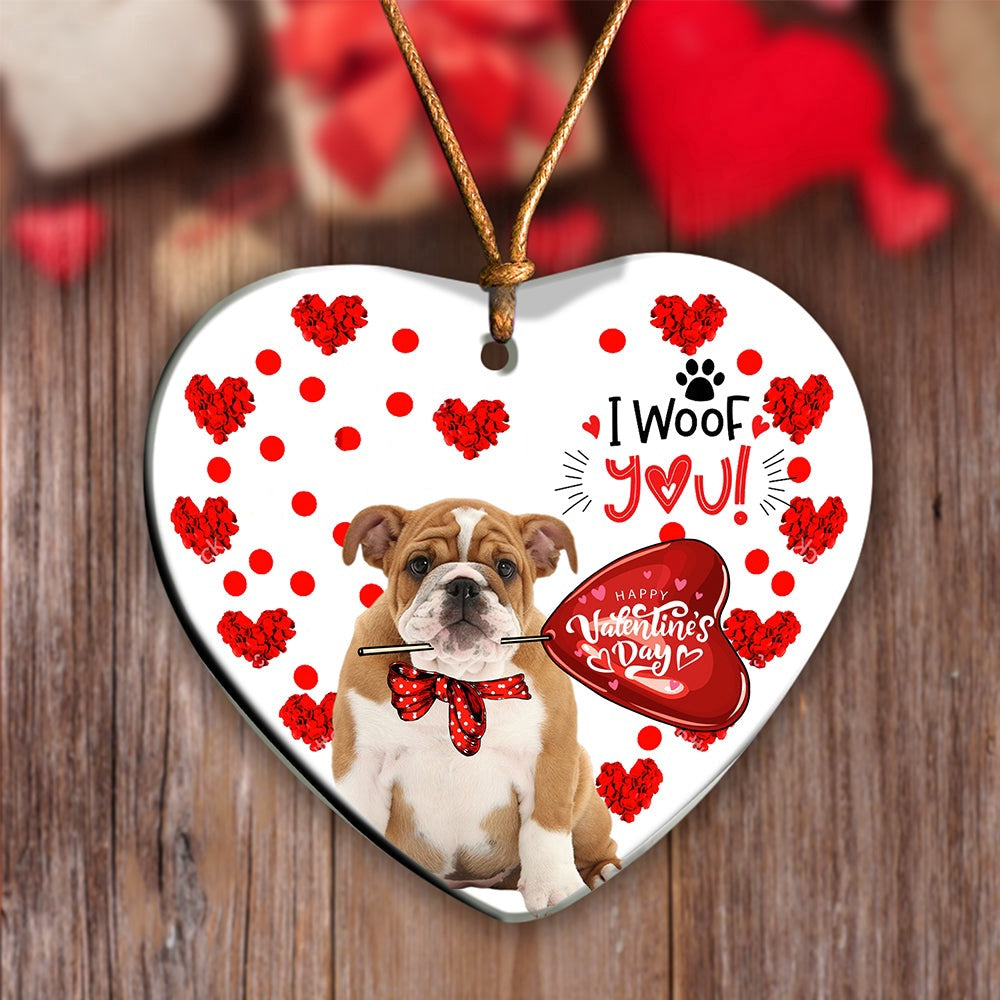 Dog Christmas Ornament, English Bulldog Happy Valentine'S Day Ornament, Pet Christmas Ornaments