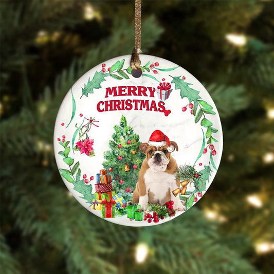Dog Christmas Ornament, English Bulldog Tree Merry Christmas Ornament, Pet Christmas Ornaments