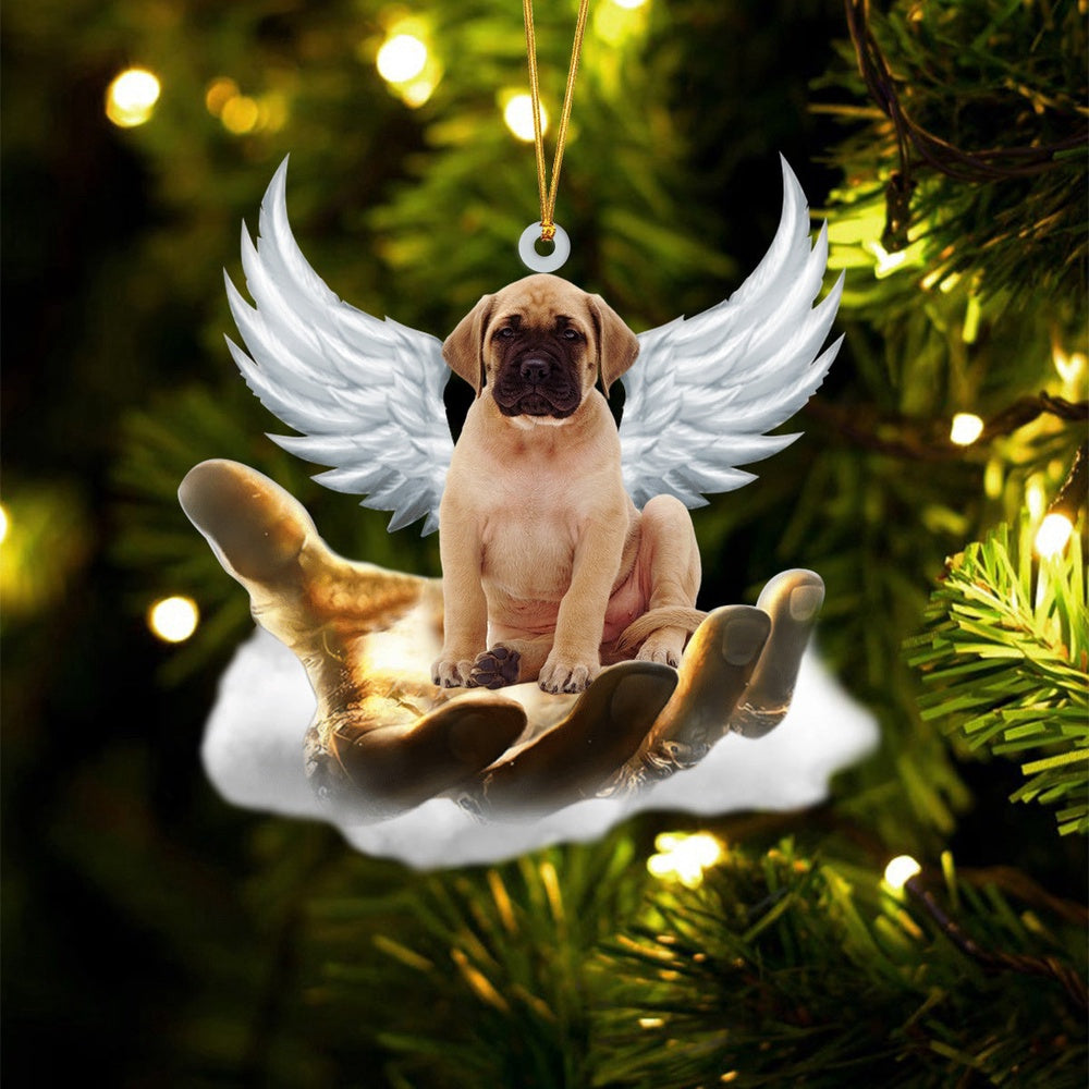 Dog Christmas Ornament, English Mastiff On The Hands Of Jesus Ornament, Pet Christmas Ornaments