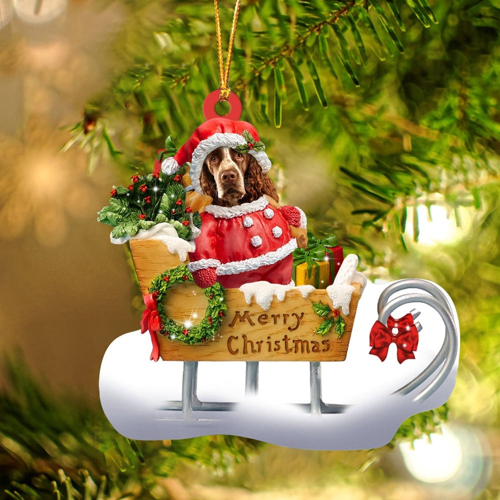Dog Christmas Ornament, English Springer Spaniel Merry Christmas Ornament, Pet Christmas Ornaments