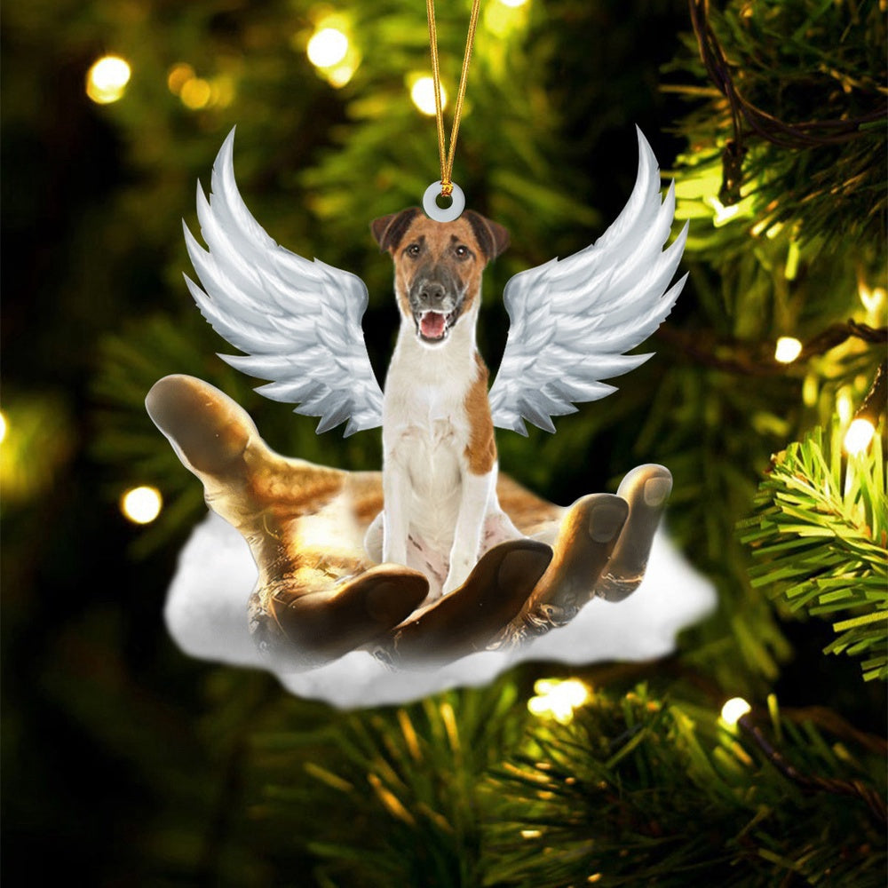 Dog Christmas Ornament, Fox Terrier On The Hands Of Jesus Ornament, Pet Christmas Ornaments
