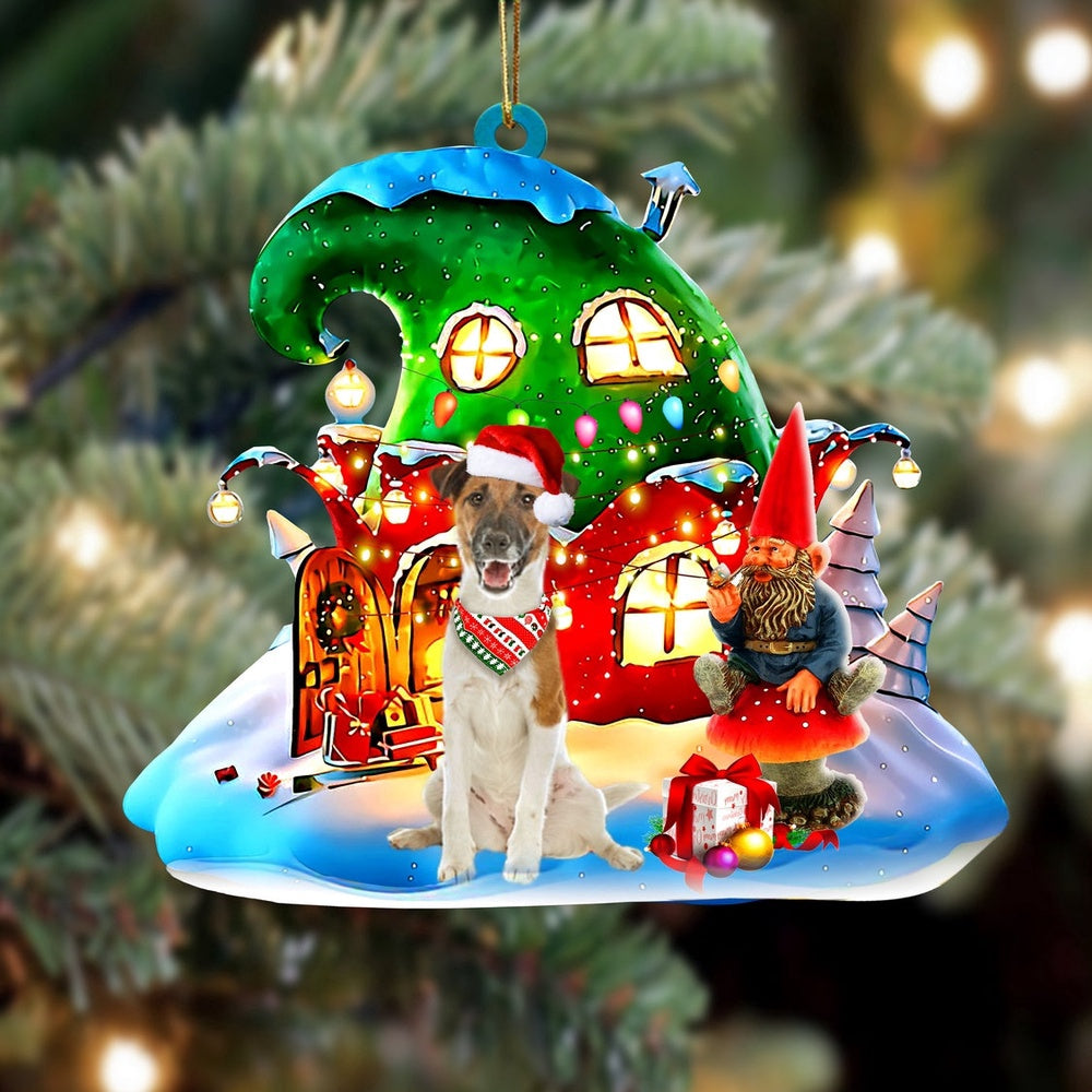 Dog Christmas Ornament, Fox Terrier With Rudolph'S House Christmas Ornament, Pet Christmas Ornaments