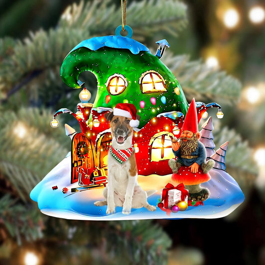 Dog Christmas Ornament, Fox Terrier With Rudolph'S House Christmas Ornament, Pet Christmas Ornaments