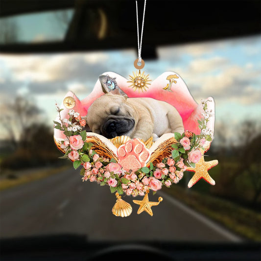 Dog Christmas Ornament, French Bulldog Sleeping In The Seashell Ornament, Pet Christmas Ornaments