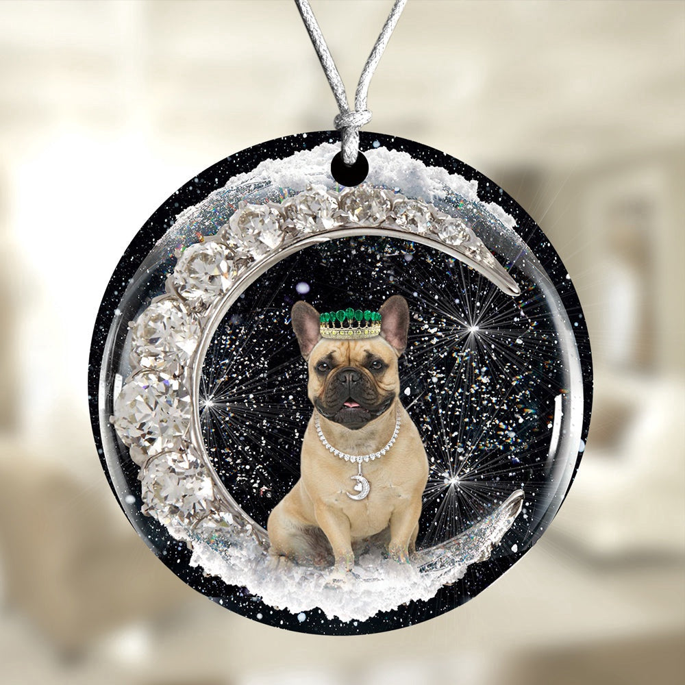 Dog Christmas Ornament, French Bulldog With Crown Diamond Ornament, Pet Christmas Ornaments