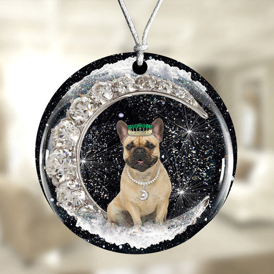 Dog Christmas Ornament, French Bulldog With Crown Diamond Ornament, Pet Christmas Ornaments