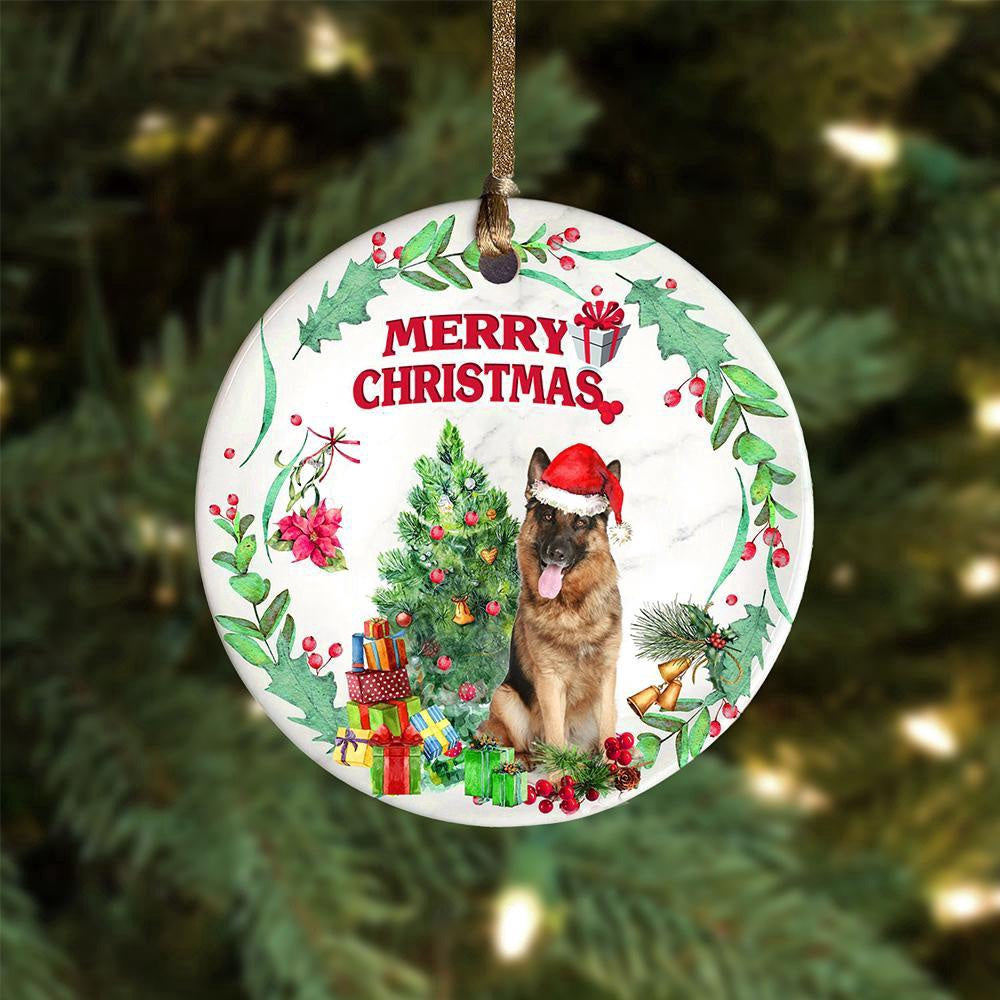 Dog Christmas Ornament, German Shepherd 2 Tree Merry Christmas Ornament, Pet Christmas Ornaments