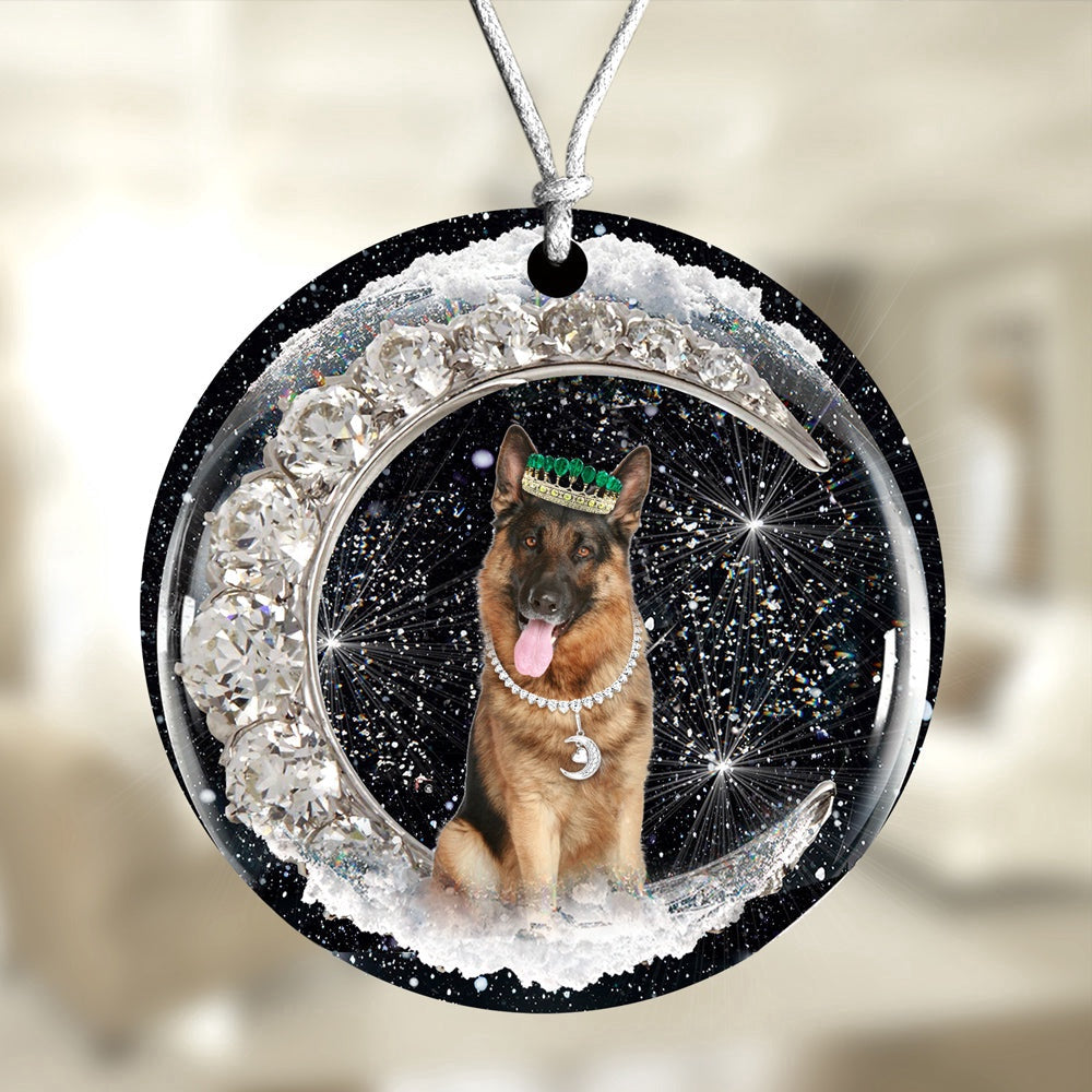 Dog Christmas Ornament, German Shepherd 2 With Crown Diamond Ornament, Pet Christmas Ornaments