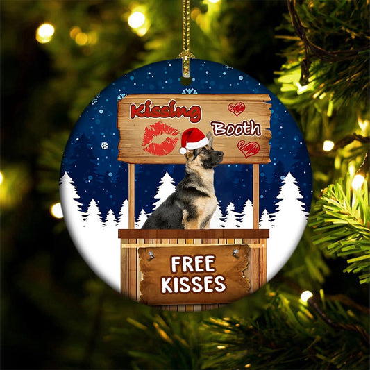 Dog Christmas Ornament, German Shepherd Kissing Booth Christmas Ornament, Pet Christmas Ornaments