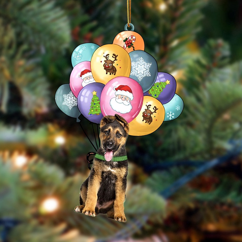 Dog Christmas Ornament, German Shepherd With Balloons Christmas Ornament, Pet Christmas Ornaments