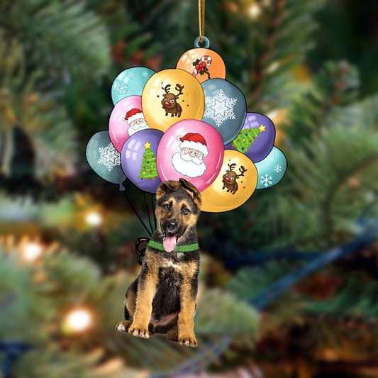 Dog Christmas Ornament, German Shepherd With Balloons Christmas Ornament, Pet Christmas Ornaments