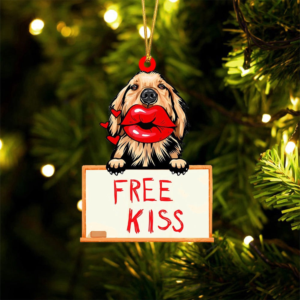 Dog Christmas Ornament, Golden Retriever 2 Free Kiss Christmas Ornament, Pet Christmas Ornaments