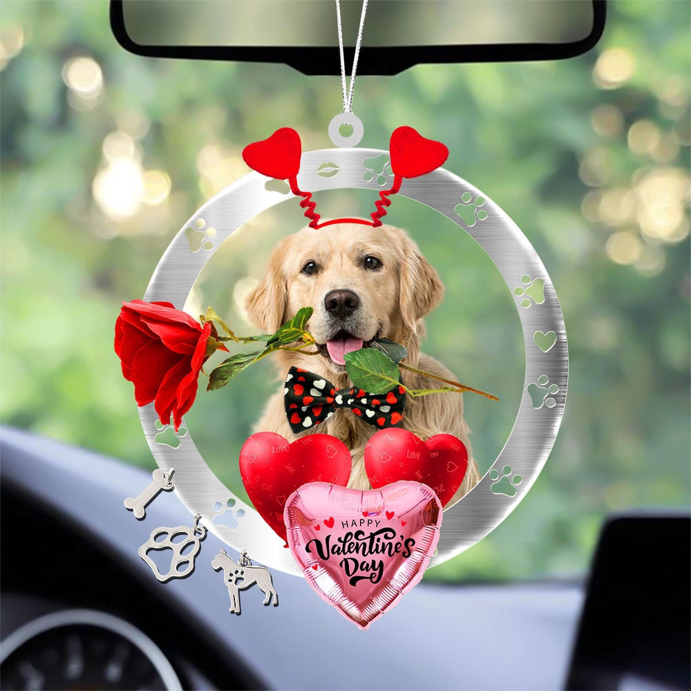 Dog Christmas Ornament, Golden Retriever 2 With Rose & Heart Balloon Ornament, Pet Christmas Ornaments
