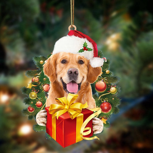 Dog Christmas Ornament, Golden Retriever Dogs Give Gifts Hanging Ornament, Pet Christmas Ornaments
