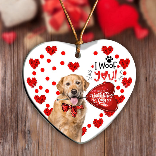 Dog Christmas Ornament, Golden Retriever Happy Valentine'S Day Ornament, Pet Christmas Ornaments